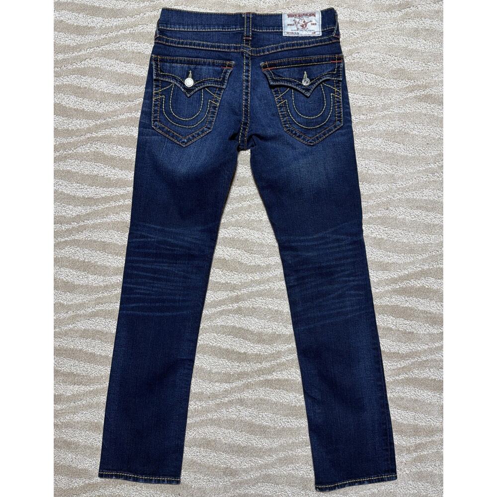 True Religion World Tour 32x32 Ultra Indigo Slim Flap Big T Mens Jeans Excellent - Picture 2 of 9